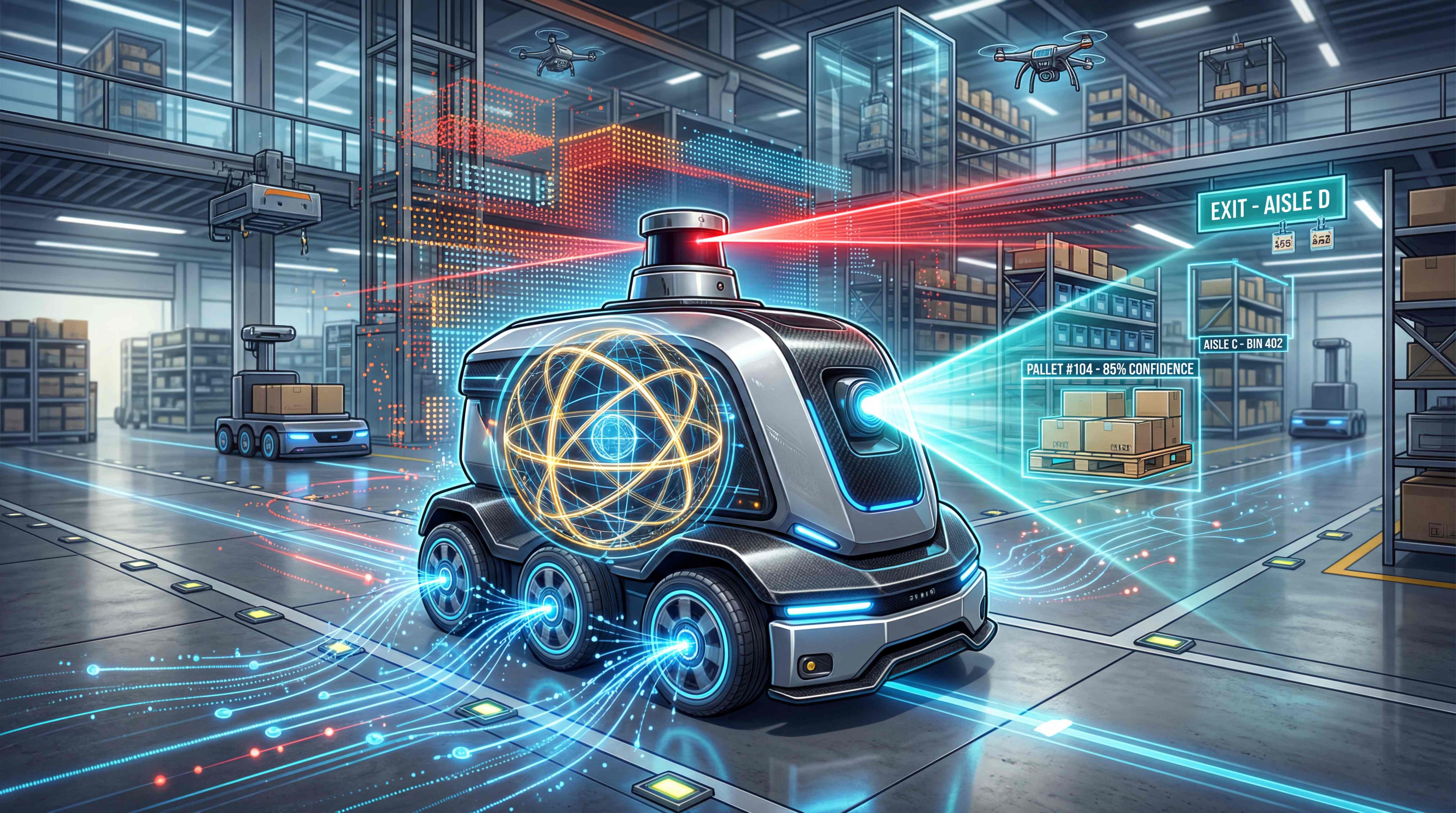 Autonomous robot using multi-sensor perception with LiDAR, cameras, odometry and environmental data for navigation decisions